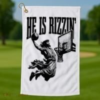 He Is Rizzin Funny Jesus Basketball Golf Towel thumb 1