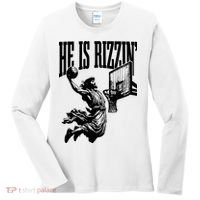 He Is Rizzin Funny Jesus Basketball Women's Long Sleeve Shirt thumb 0