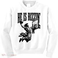 He Is Rizzin Funny Jesus Basketball Kids Sweatshirt thumb 0