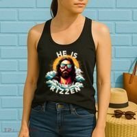 He Is Rizzen Christian Jesus Is Rizzen Christian Religious Women's Tank Top thumb 2
