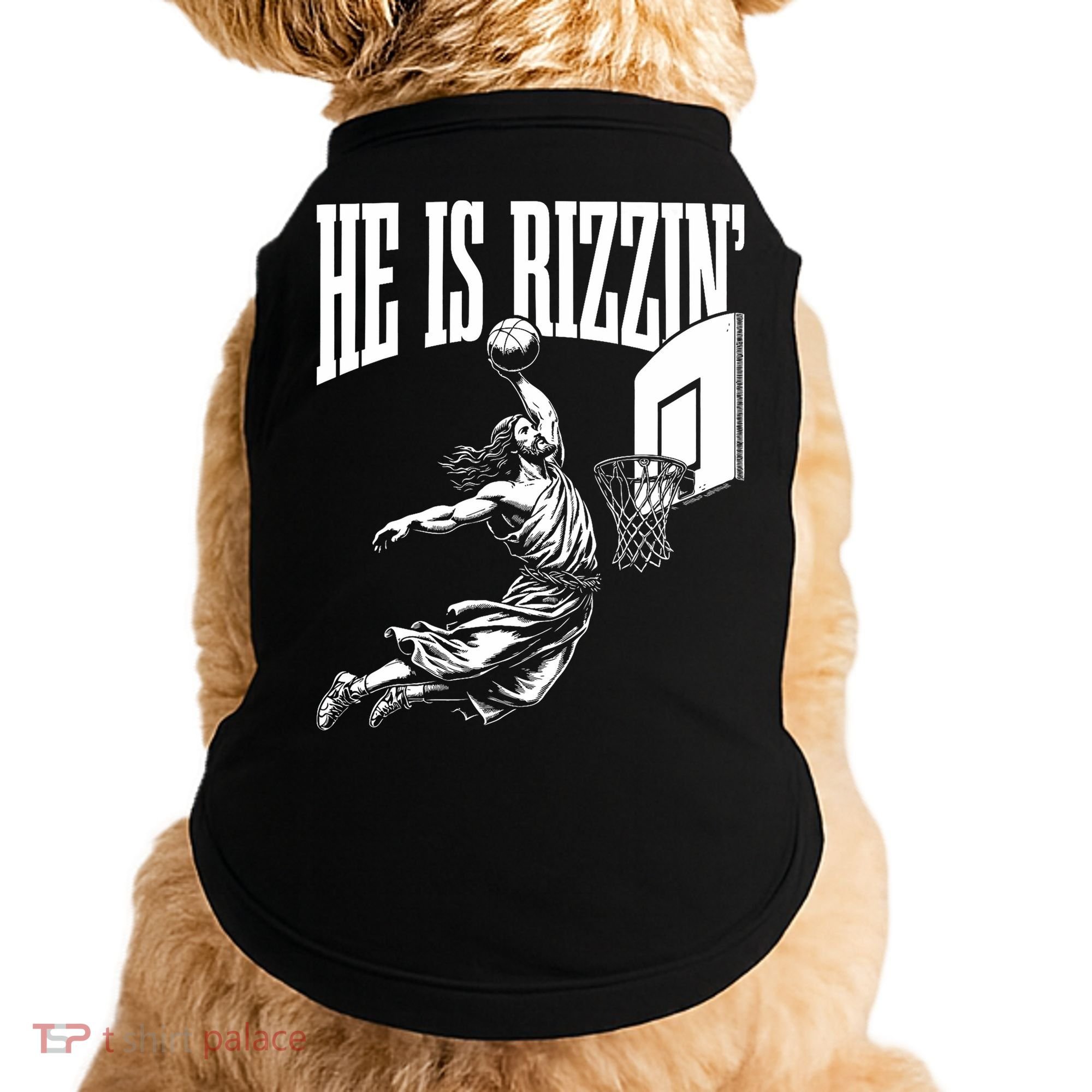 He Is Rizzin Funny Jesus Basketball Meme Doggie Tank