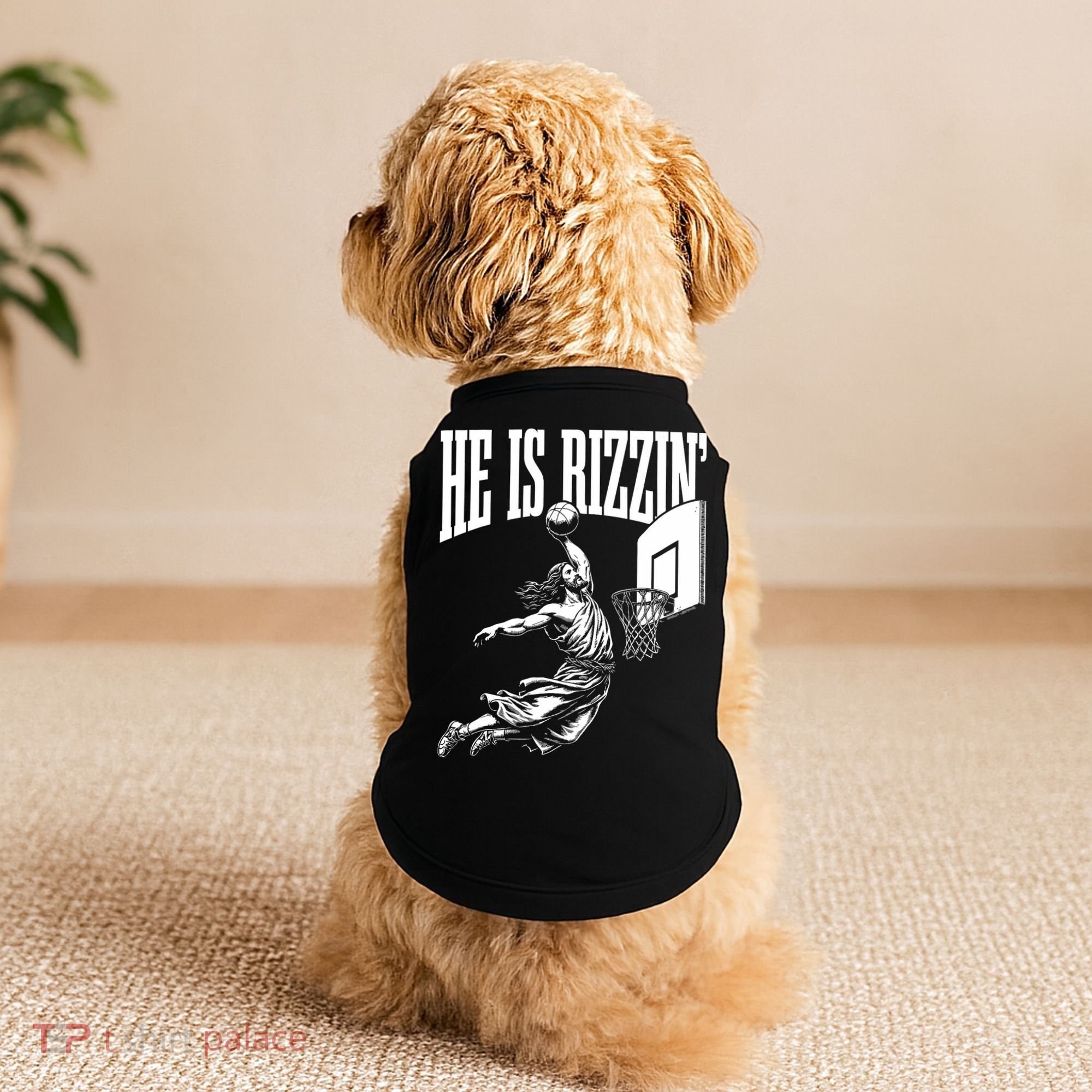 He Is Rizzin Funny Jesus Basketball Meme Doggie Tank