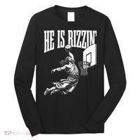 He Is Rizzin Funny Jesus Basketball Meme Long Sleeve Shirt thumb 0