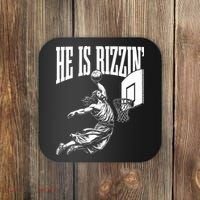 He Is Rizzin Funny Jesus Basketball Meme Coaster thumb 0