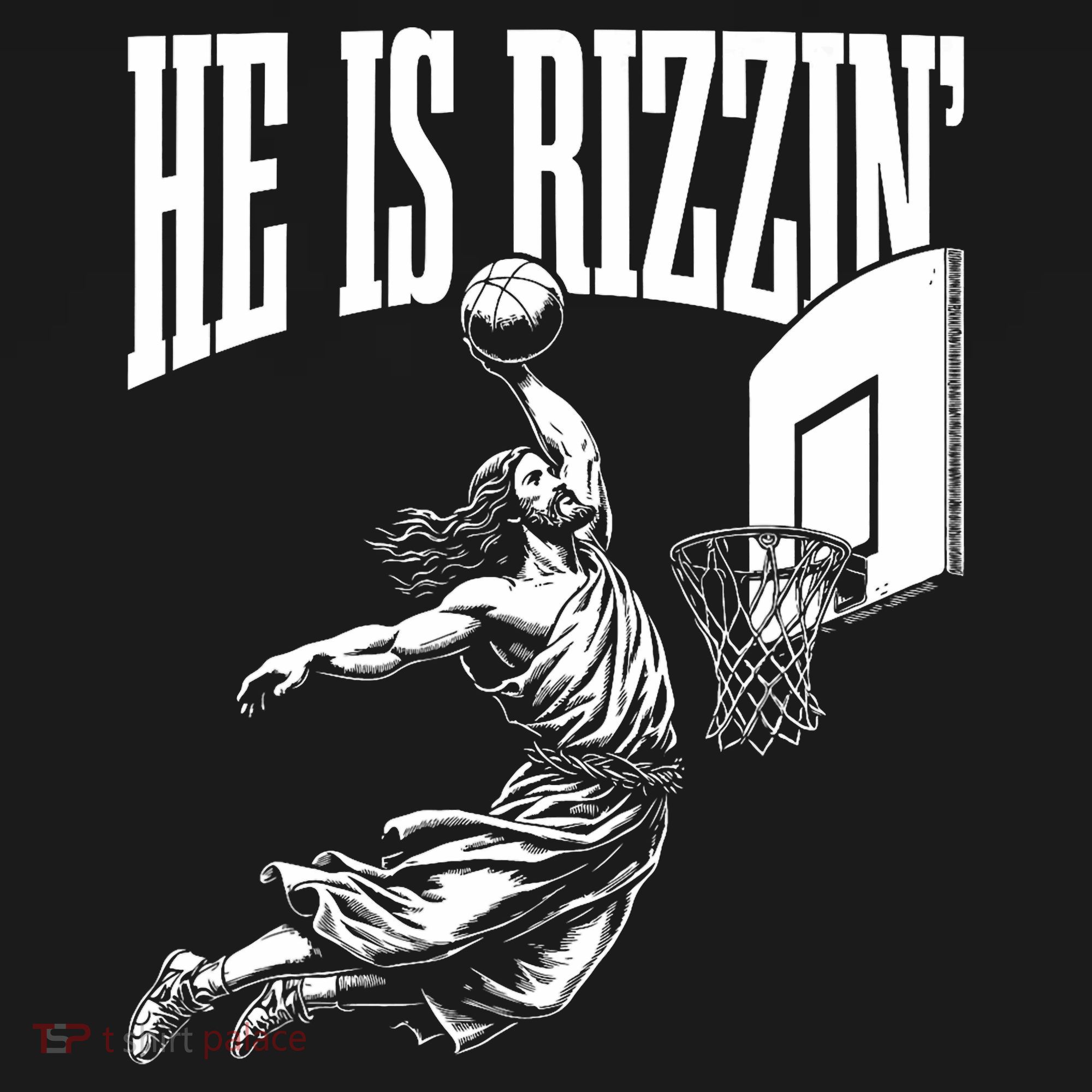 He Is Rizzin Funny Jesus Basketball Meme Women's Hoodie