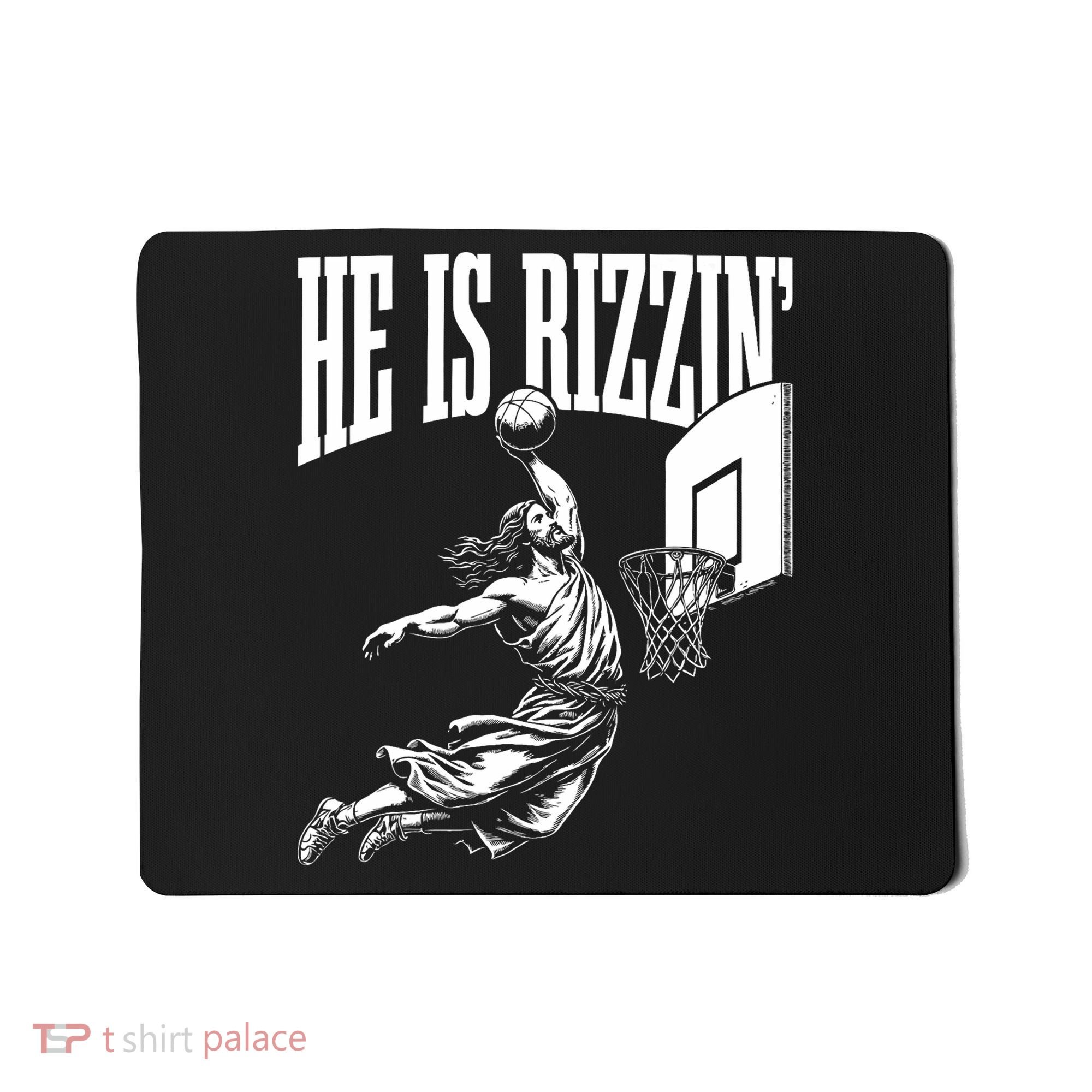 He Is Rizzin Funny Jesus Basketball Meme Mousepad