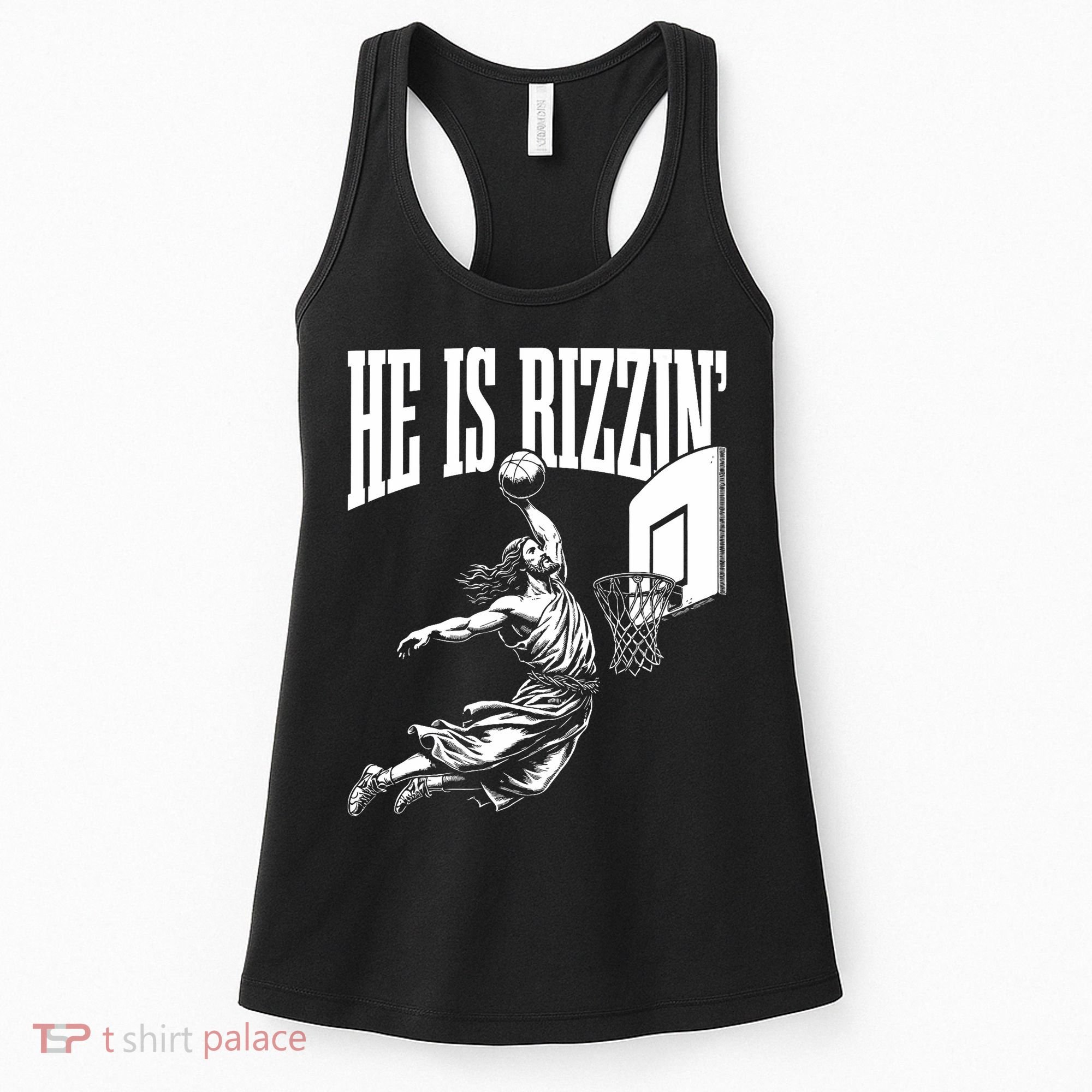 He Is Rizzin Funny Jesus Basketball Meme Women's Tank Top
