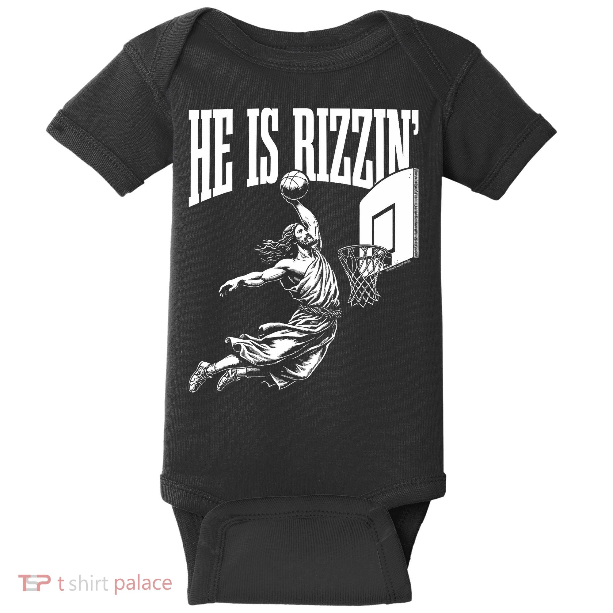 He Is Rizzin Funny Jesus Basketball Meme Baby Bodysuit