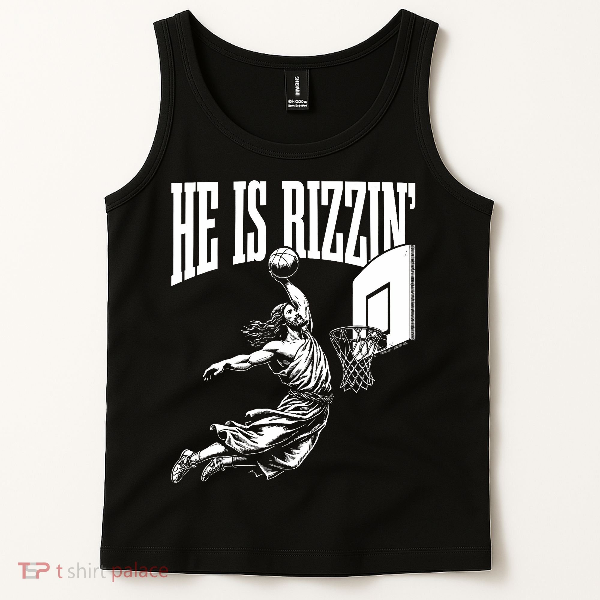 He Is Rizzin Funny Jesus Basketball Meme Tank Top