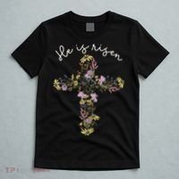 He Is Risen Wildflower Cross Easter Day Christian Girl Women T-Shirt thumb 5
