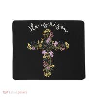 He Is Risen Wildflower Cross Easter Day Christian Girl Women Mousepad thumb 0