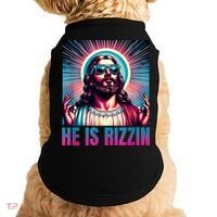 He Is Rizzin Jesus Is Rizzen Doggie Tank thumb 0
