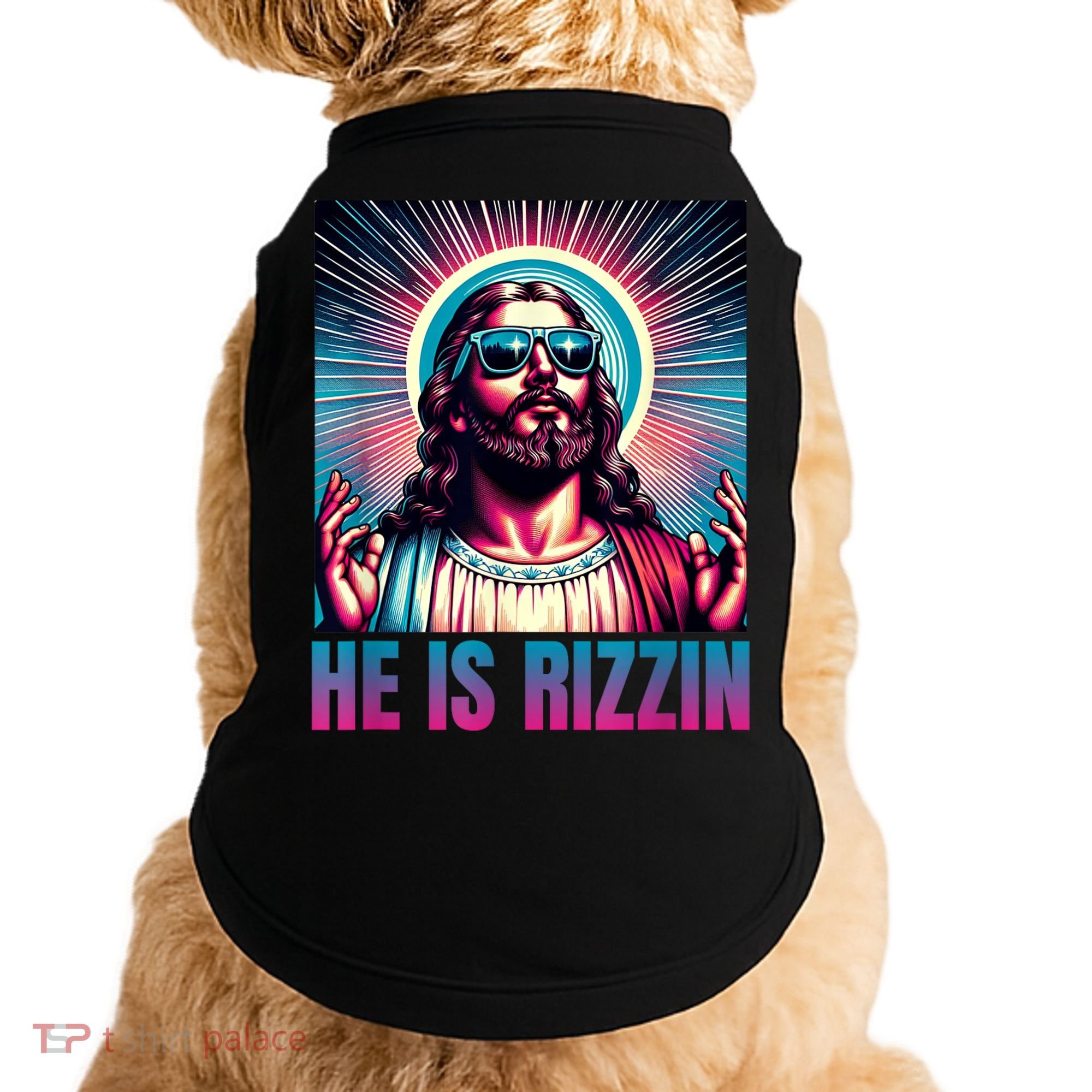 He Is Rizzin Jesus Is Rizzen Doggie Tank