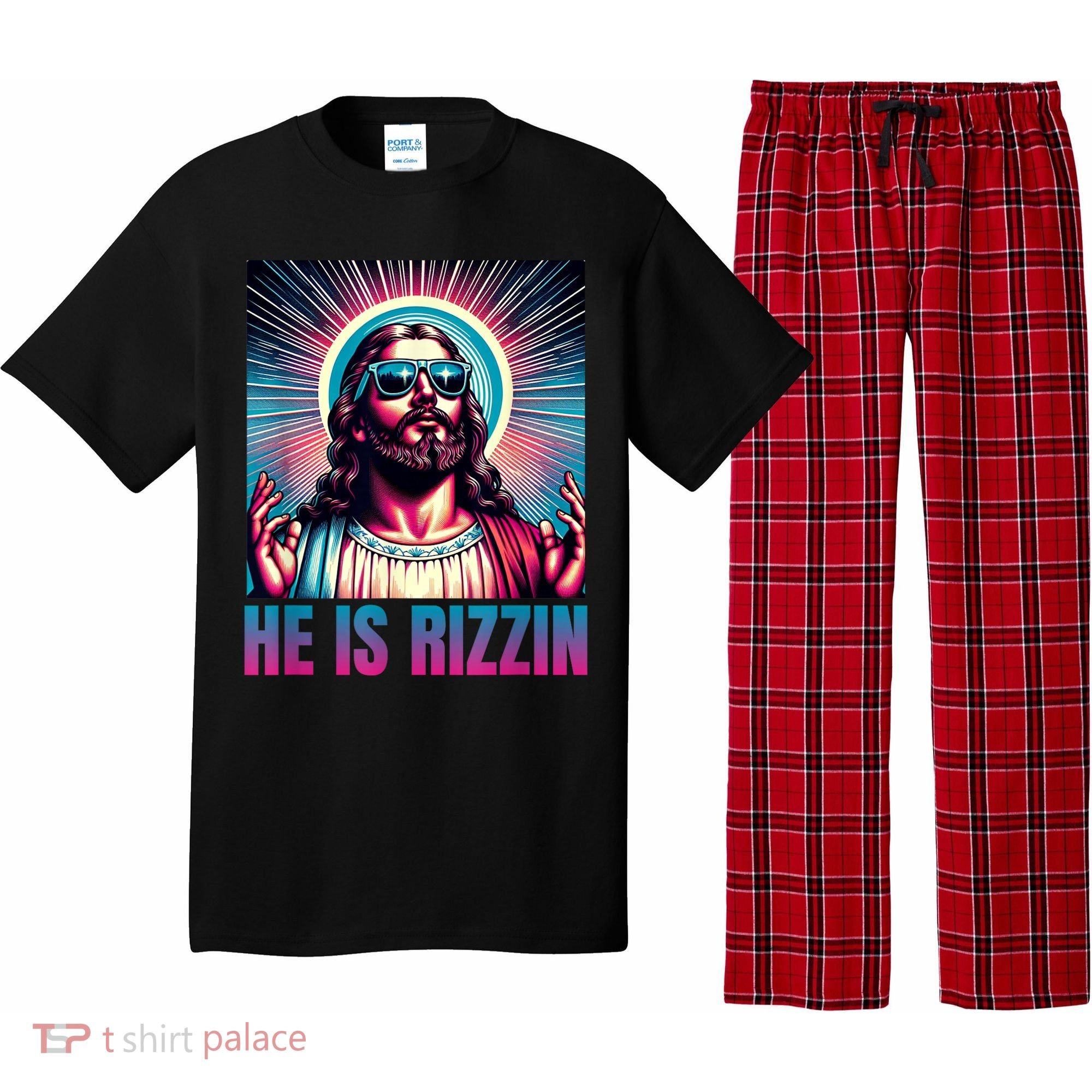 He Is Rizzin Jesus Is Rizzen Pajama Set