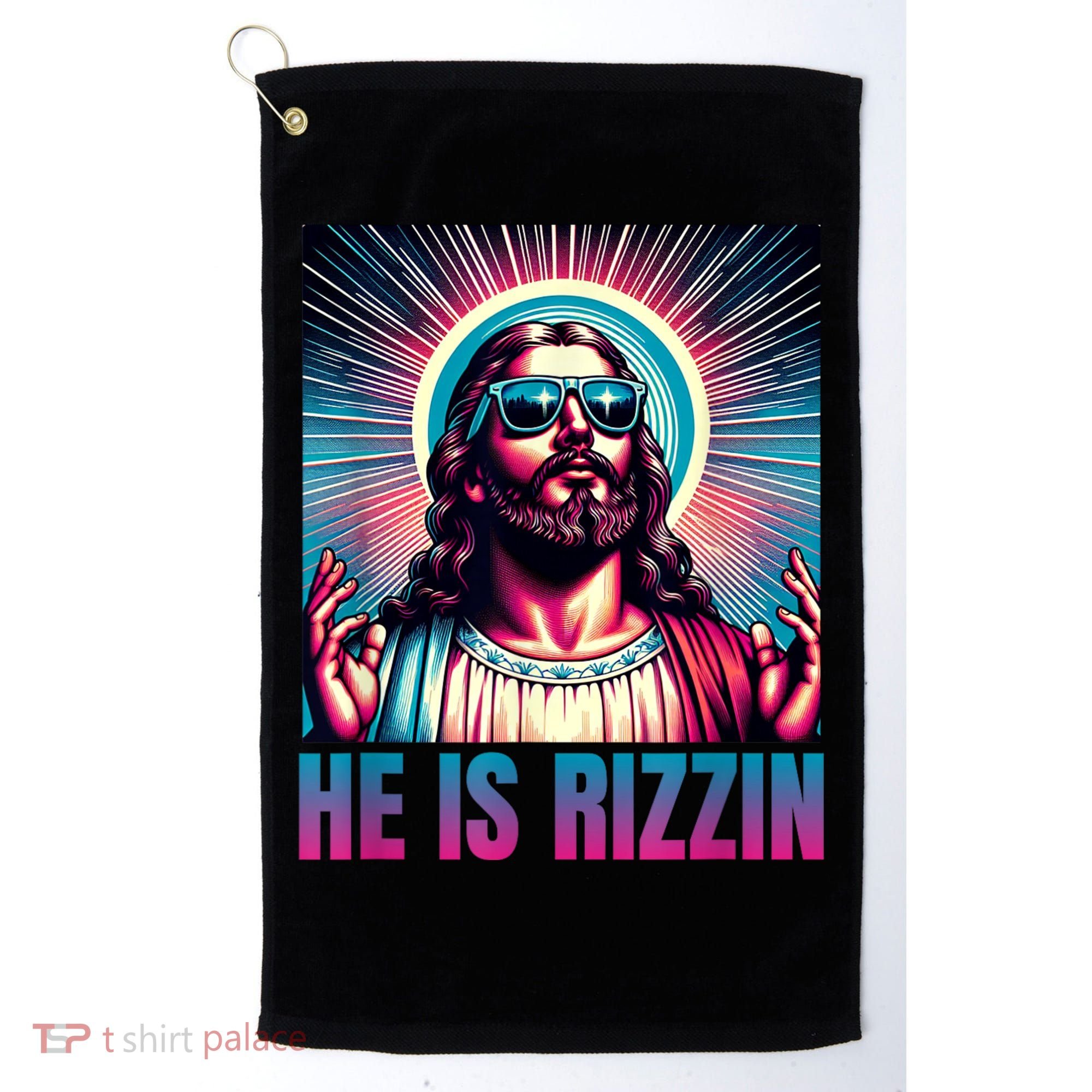 He Is Rizzin Jesus Is Rizzen Golf Towel