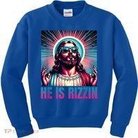 He Is Rizzin Jesus Is Rizzen Kids Sweatshirt thumb 0