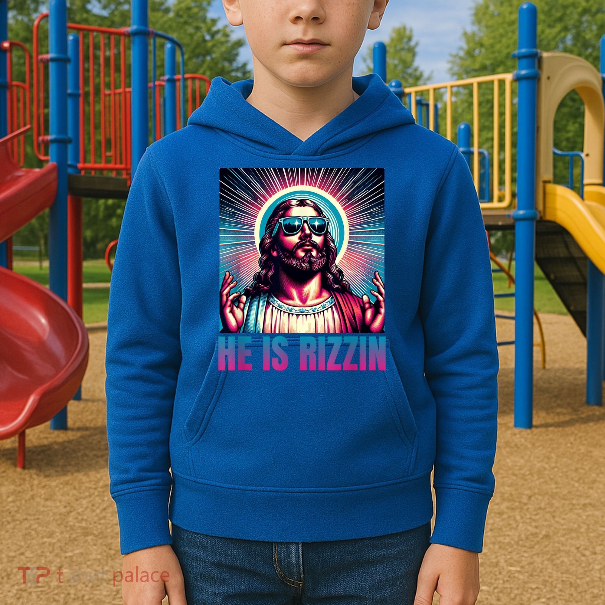 He Is Rizzin Jesus Is Rizzen Kids Hoodie