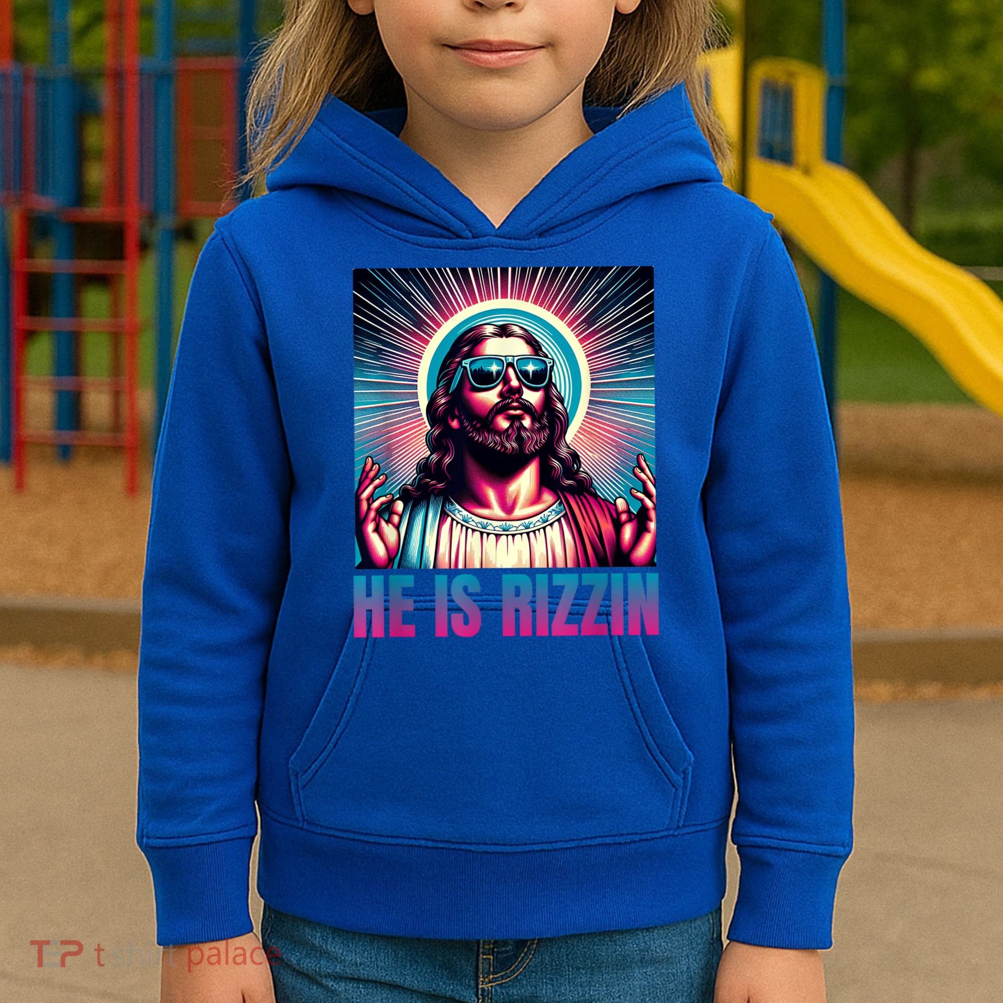 He Is Rizzin Jesus Is Rizzen Kids Hoodie