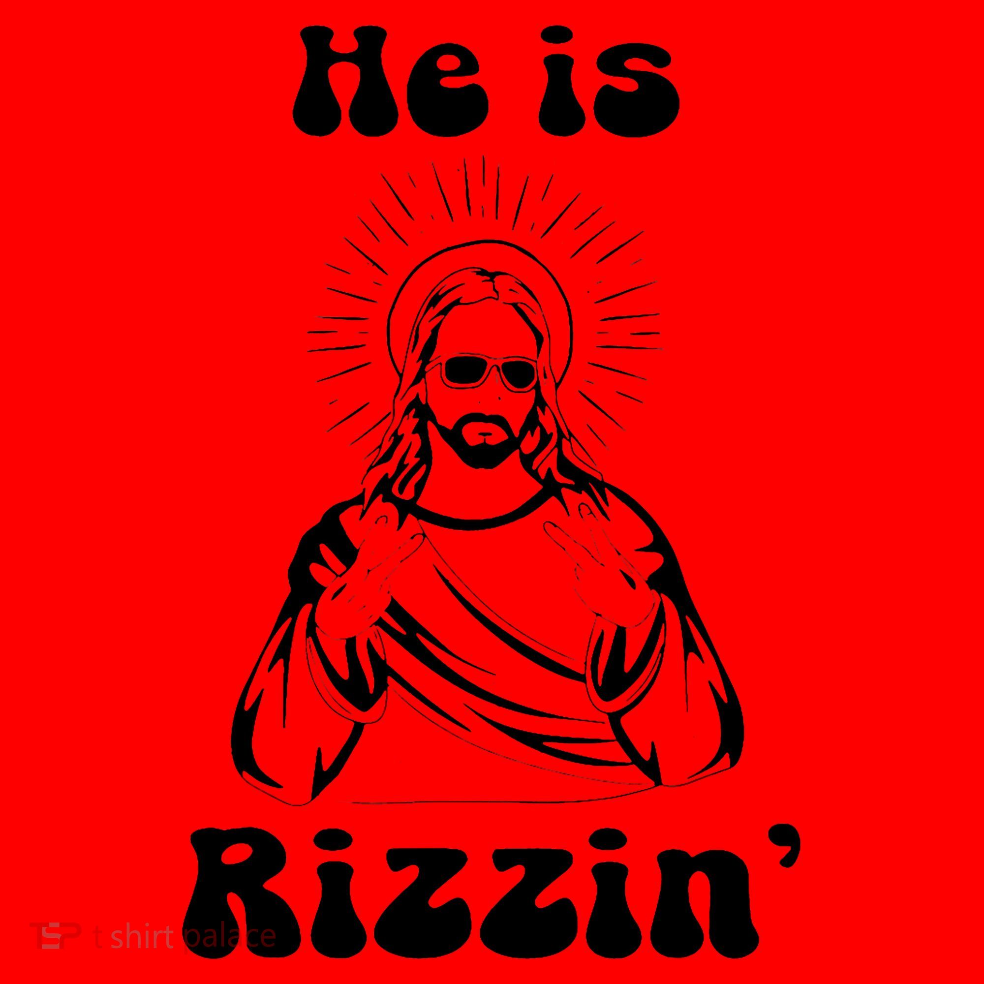 He Is Rizzin Jesus Is Rizzen Funny Santa Hat