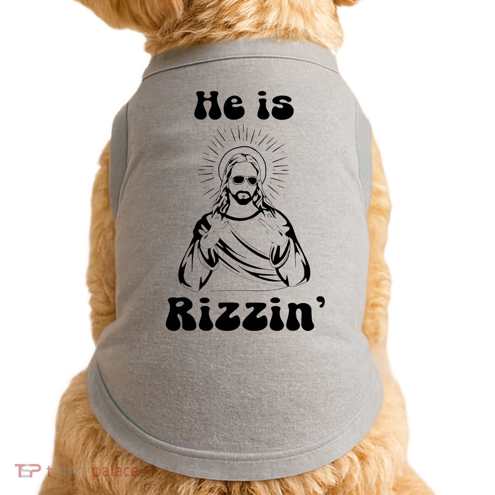 He Is Rizzin Jesus Is Rizzen Funny Doggie Tank