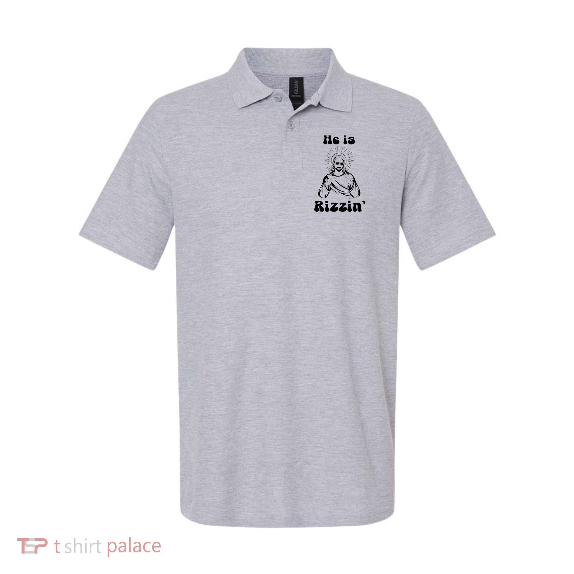 He Is Rizzin Jesus Is Rizzen Funny Polo