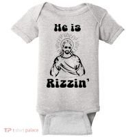 He Is Rizzin Jesus Is Rizzen Funny Baby Bodysuit thumb 0