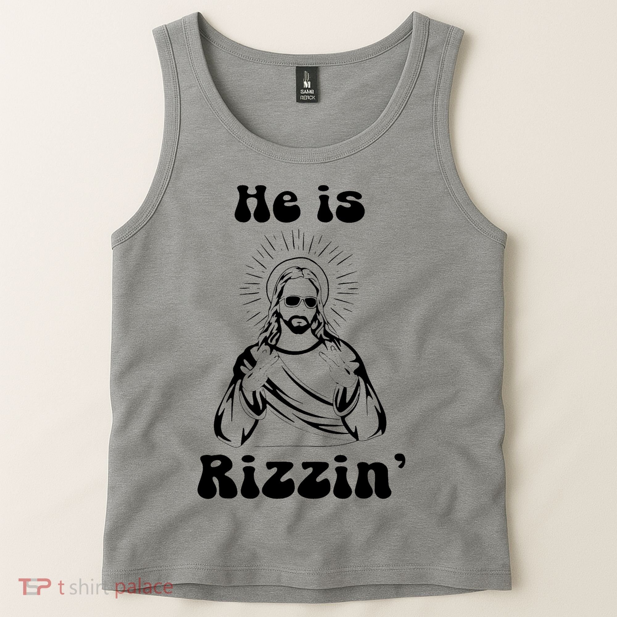 He Is Rizzin Jesus Is Rizzen Funny Tank Top