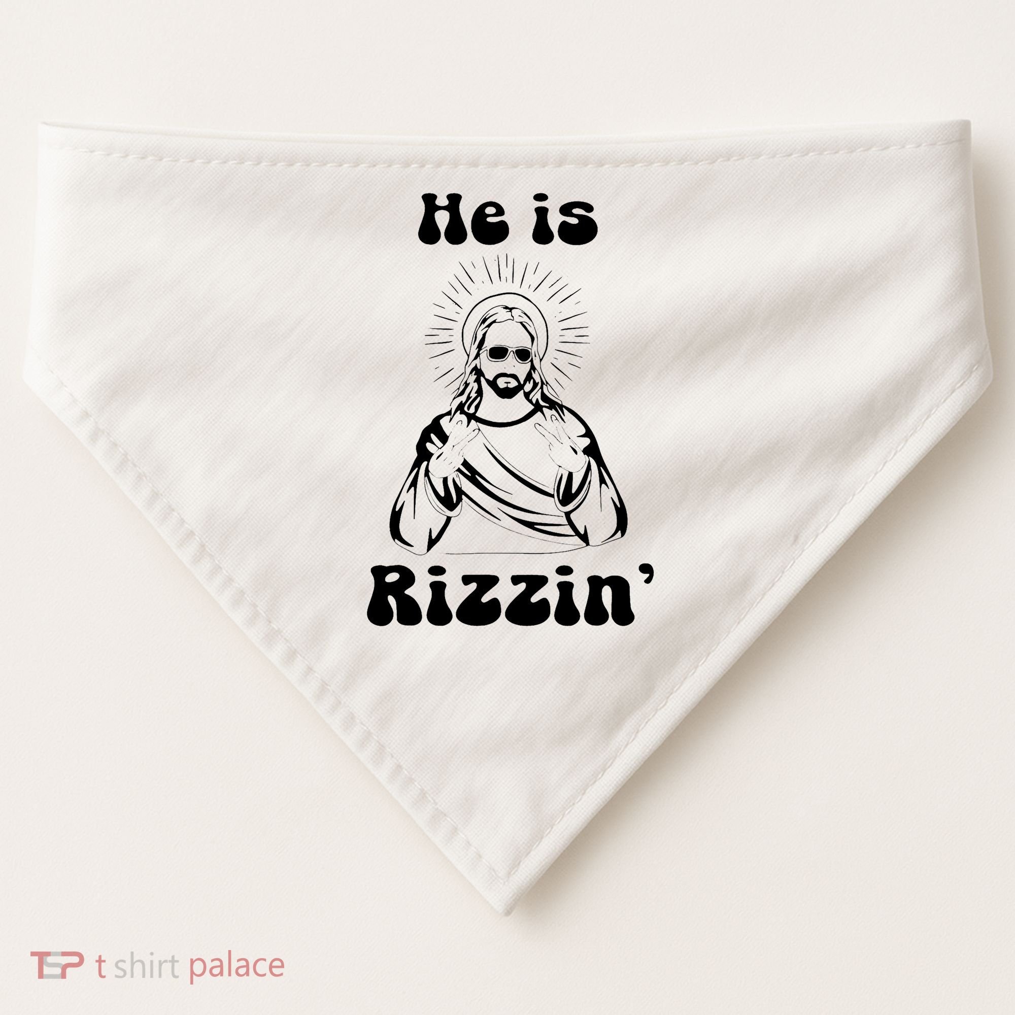 He Is Rizzin Jesus Is Rizzen Funny USA-Made Doggie Bandana