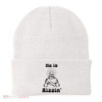 He Is Rizzin Jesus Is Rizzen Funny Beanie thumb 0