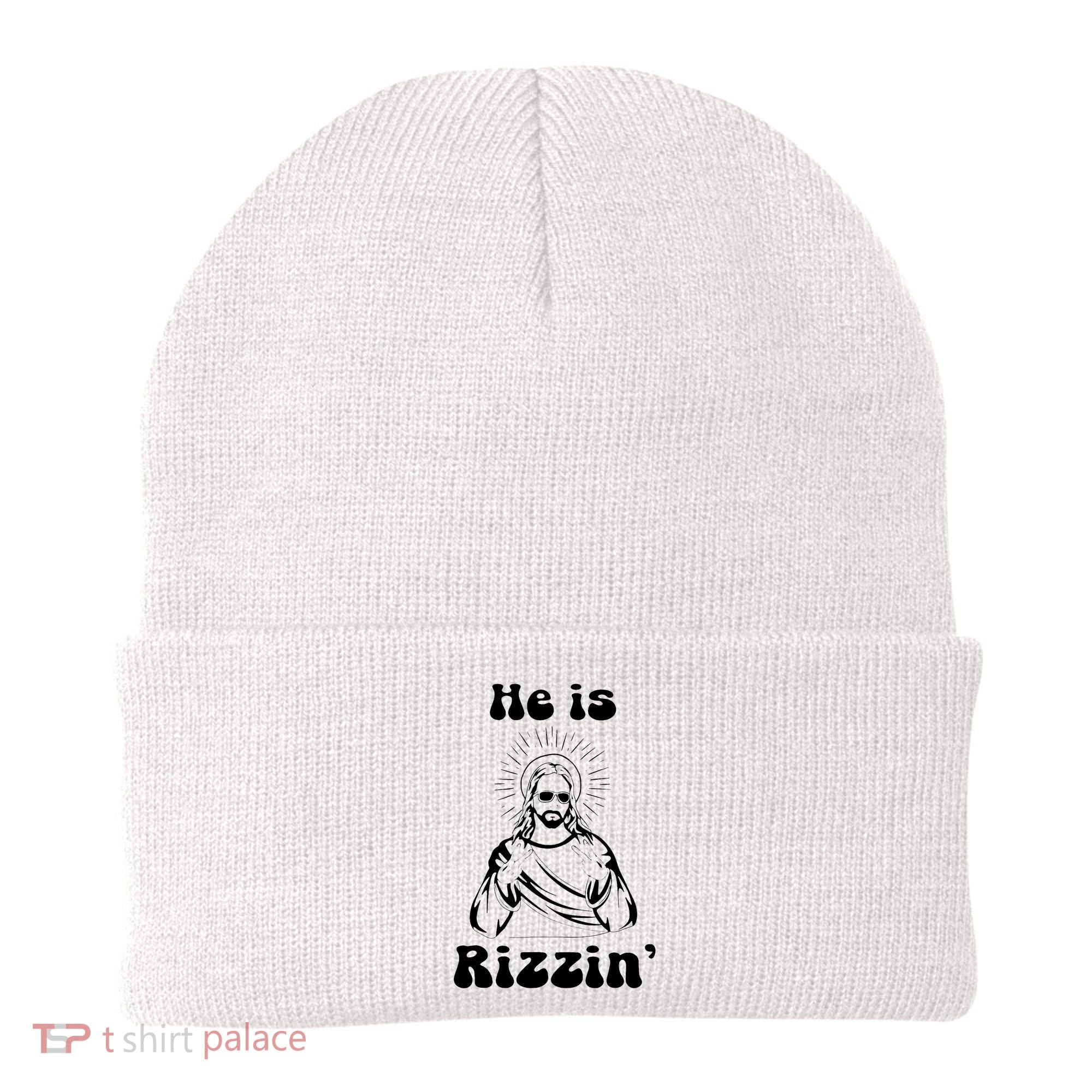 He Is Rizzin Jesus Is Rizzen Funny Beanie