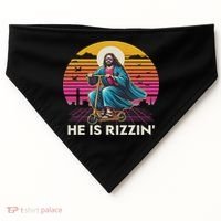 He Is Rizzen Jesus Is Rizzen Cool Jesus Jesus Has Rizzen USA-Made Doggie Bandana thumb 0