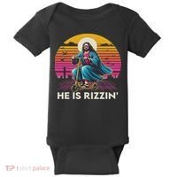 He Is Rizzen Jesus Is Rizzen Cool Jesus Jesus Has Rizzen Baby Bodysuit thumb 0
