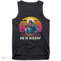 He Is Rizzen Jesus Is Rizzen Cool Jesus Jesus Has Rizzen Tank Top thumb 0