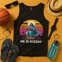 He Is Rizzen Jesus Is Rizzen Cool Jesus Jesus Has Rizzen Tank Top thumb 4