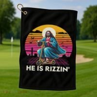 He Is Rizzen Jesus Is Rizzen Cool Jesus Jesus Has Rizzen Golf Towel thumb 1