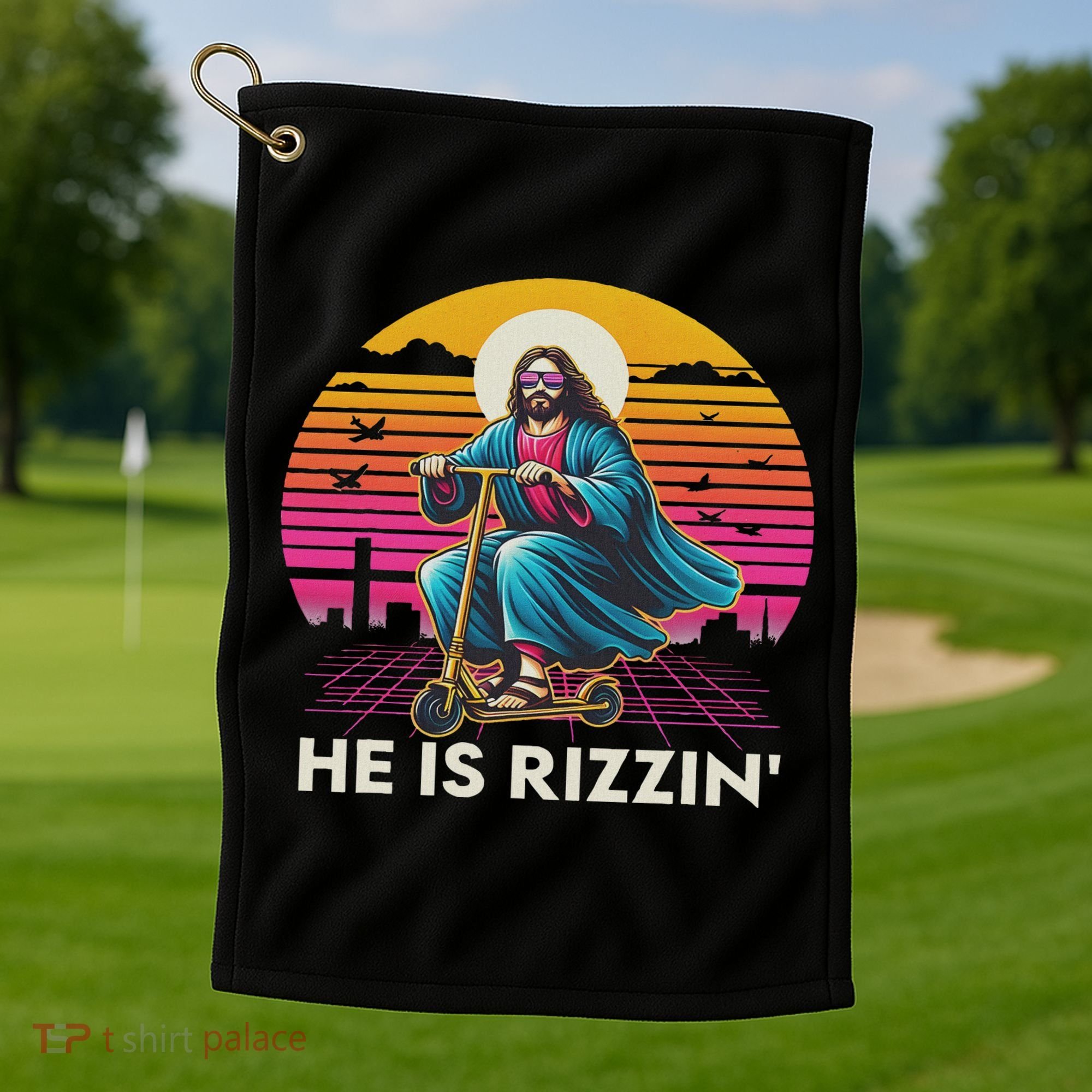 He Is Rizzen Jesus Is Rizzen Cool Jesus Jesus Has Rizzen Golf Towel