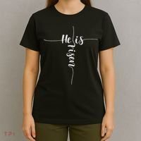 He Is Risen Cross Jesus For Christian Easter Day T-Shirt thumb 4