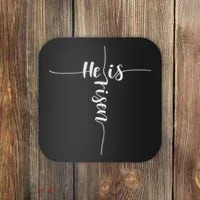 He Is Risen Cross Jesus For Christian Easter Day Coaster thumb 0