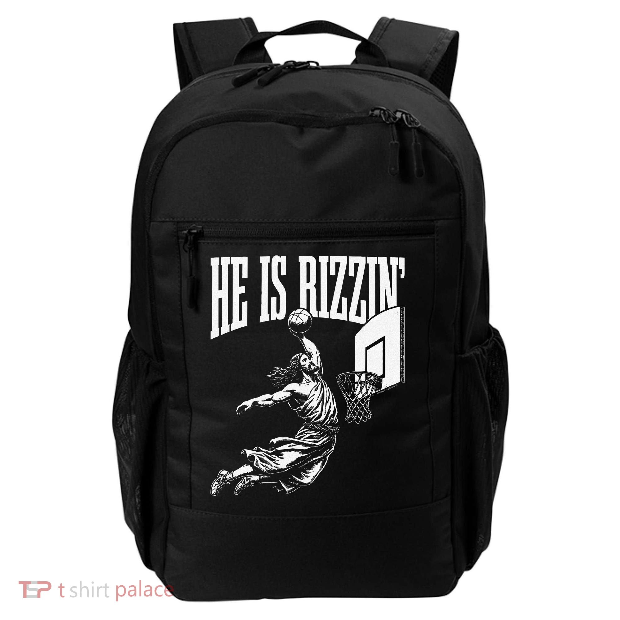 He Is Rizzin Funny Jesus Basketball Meme Backpack