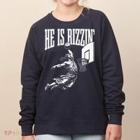He Is Rizzin Funny Jesus Basketball Meme Women's Sweatshirt thumb 0