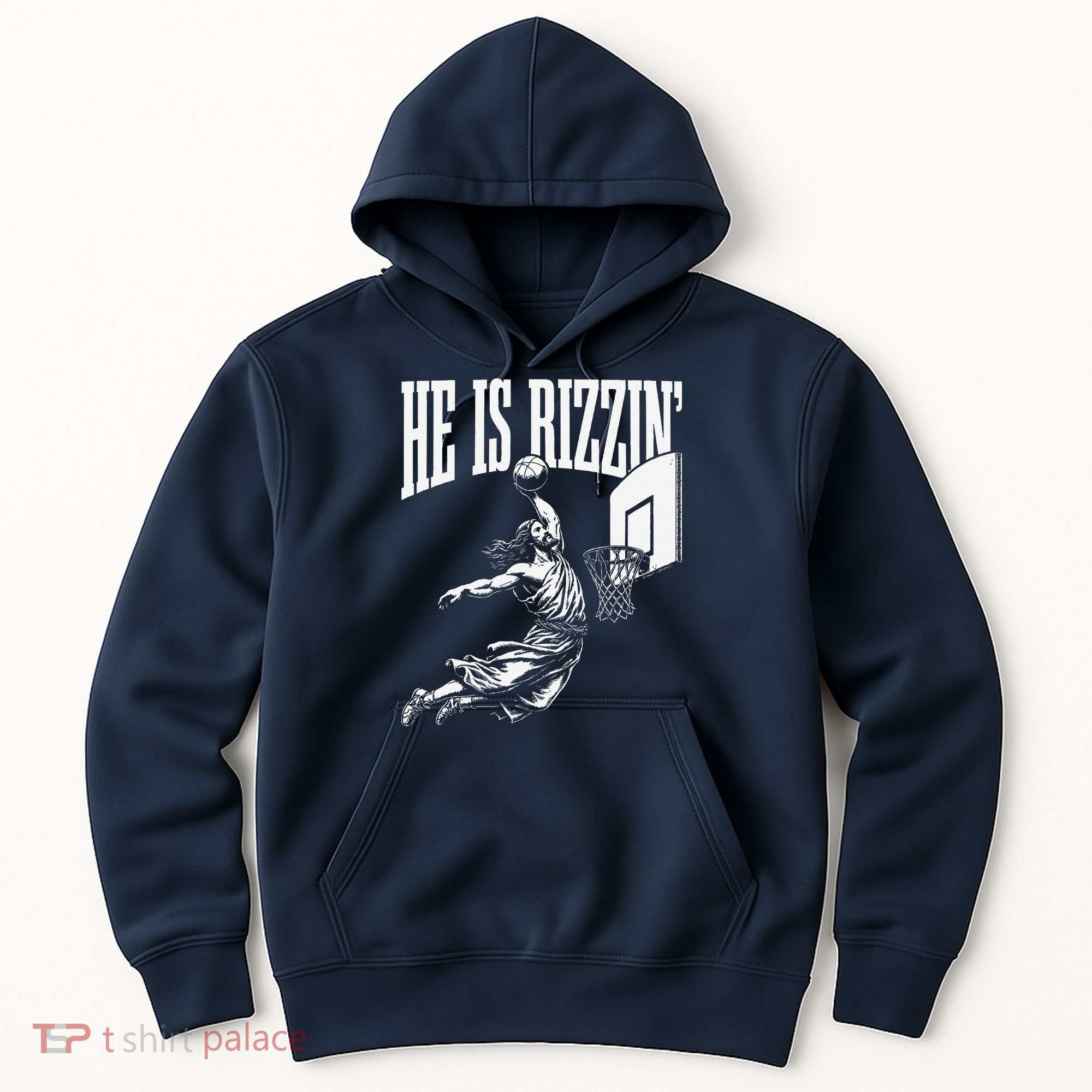 He Is Rizzin Funny Jesus Basketball Meme Hoodie