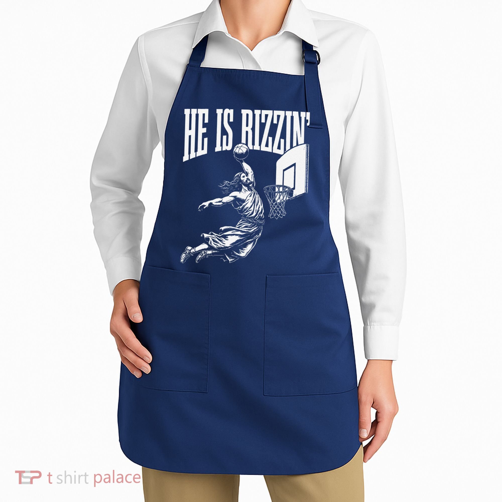 He Is Rizzin Funny Jesus Basketball Meme Apron