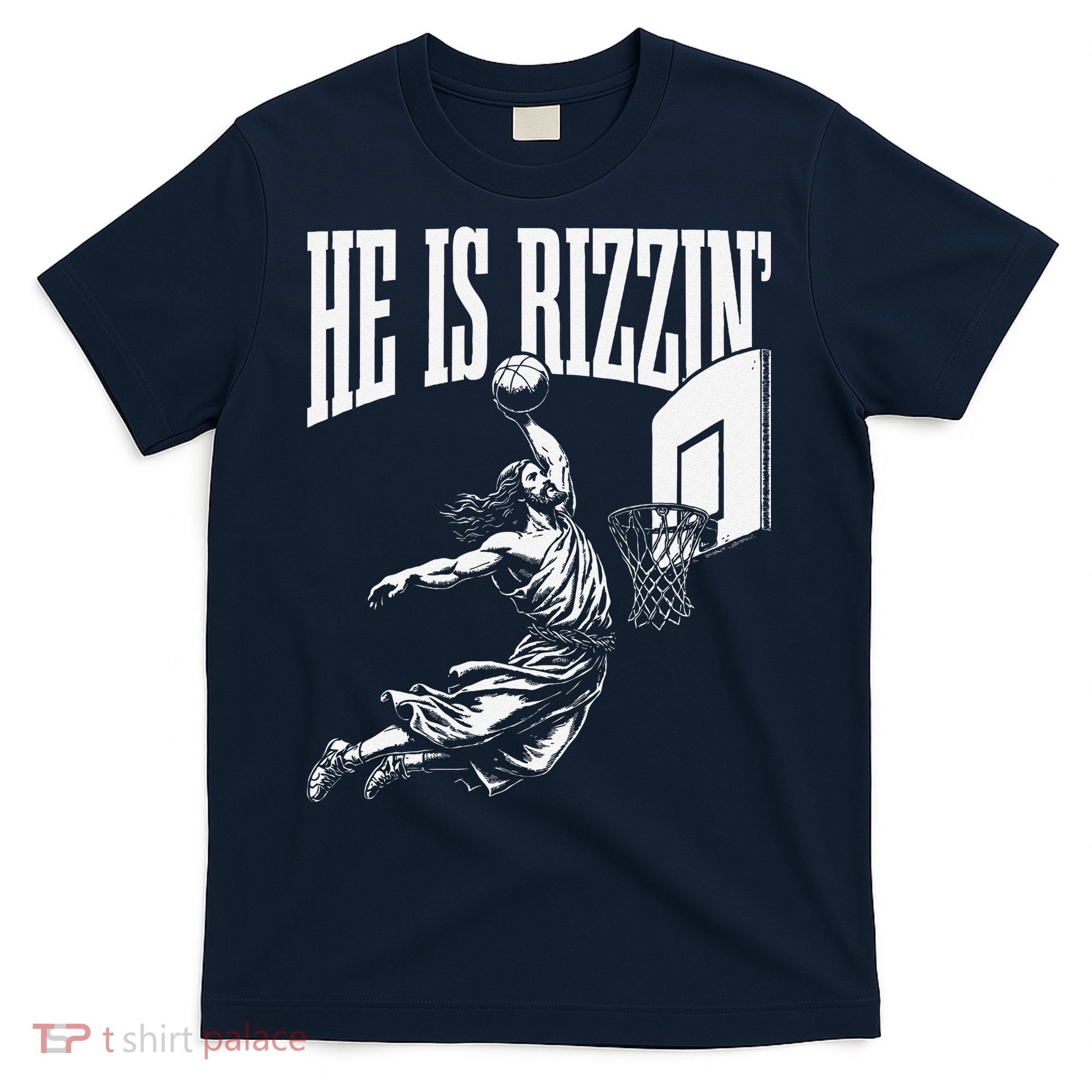He Is Rizzin Funny Jesus Basketball Meme T-Shirt
