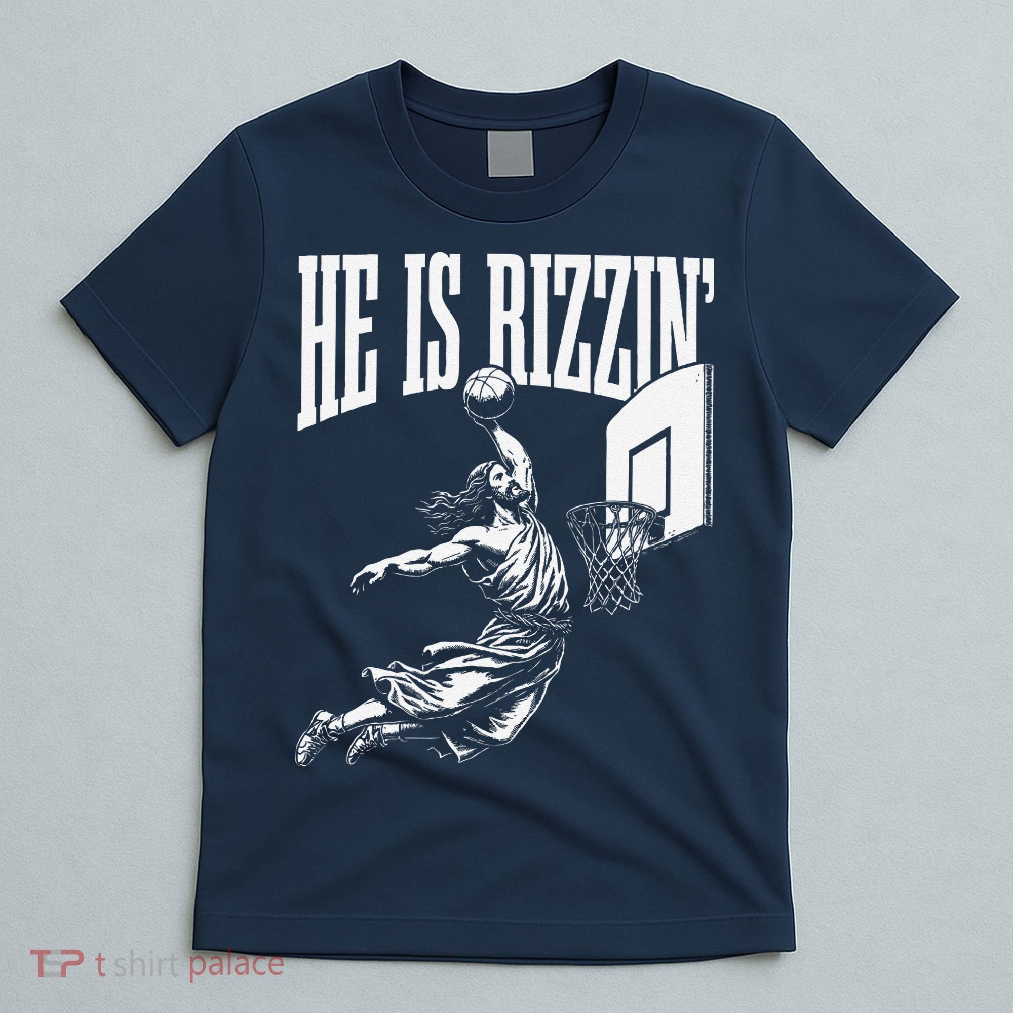 He Is Rizzin Funny Jesus Basketball Meme T-Shirt
