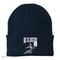 He Is Rizzin Funny Jesus Basketball Meme Beanie thumb 0
