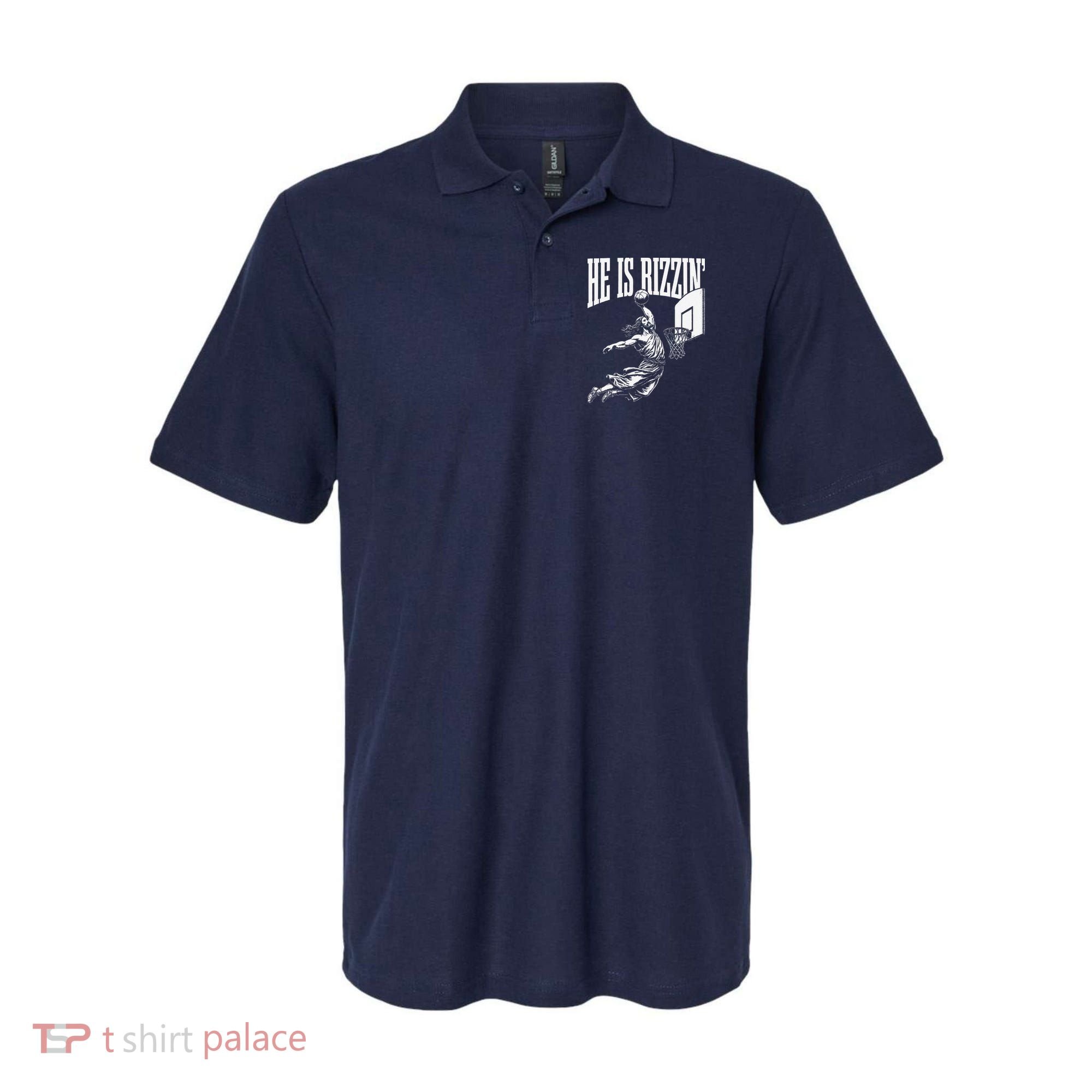 He Is Rizzin Funny Jesus Basketball Meme Polo