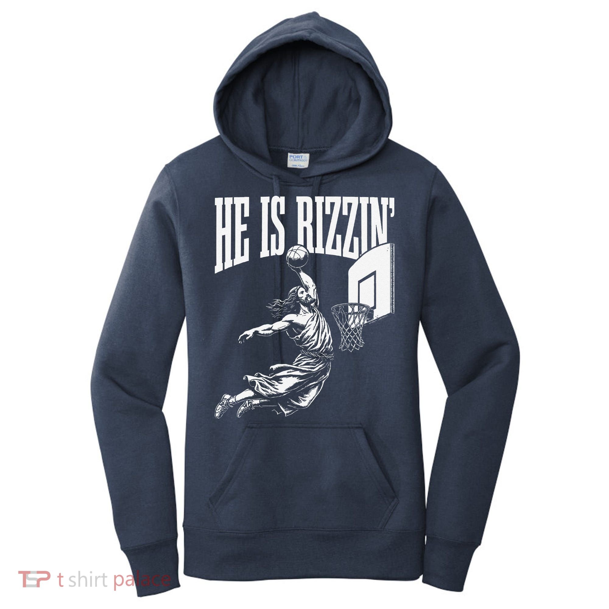 He Is Rizzin Funny Jesus Basketball Meme Women's Hoodie
