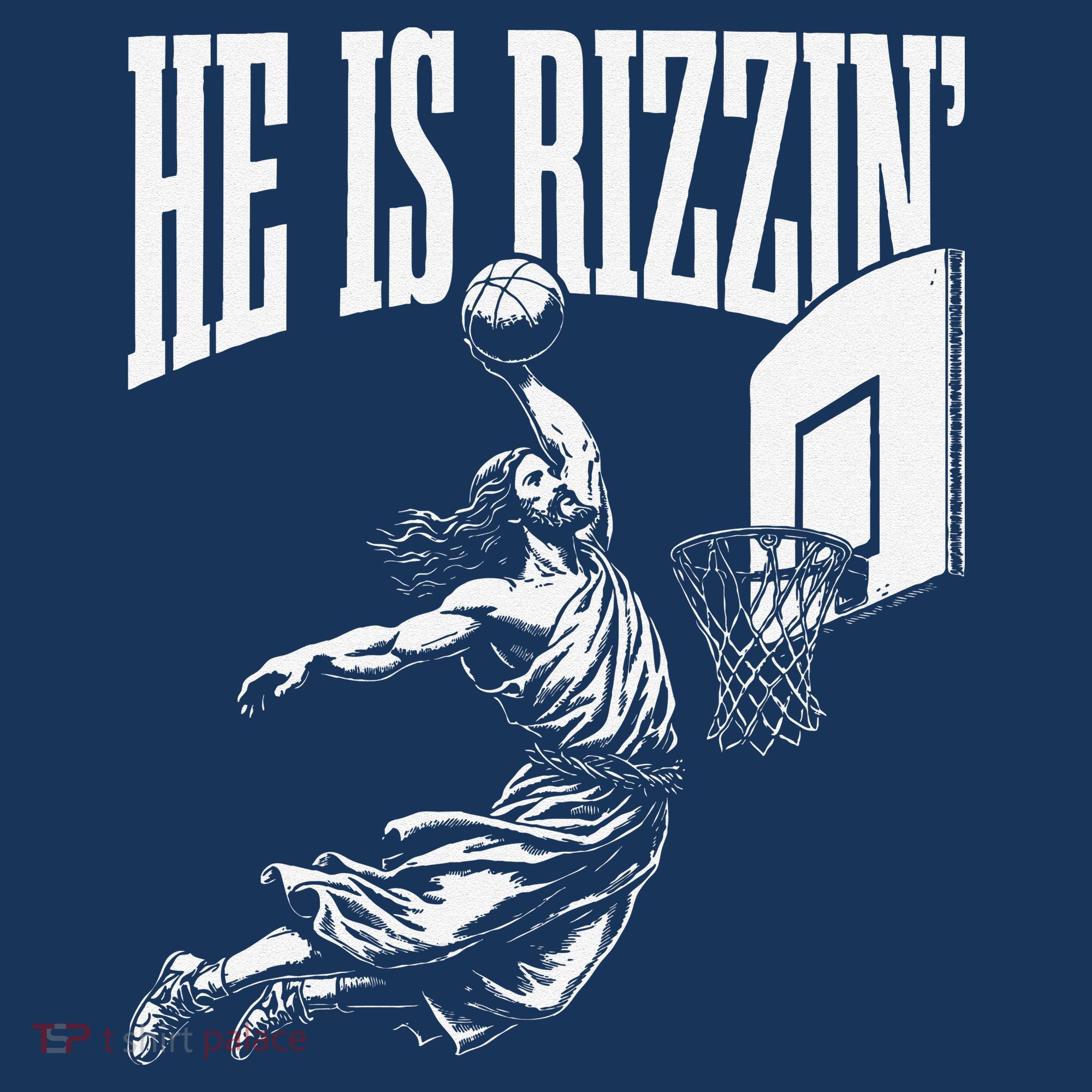 He Is Rizzin Funny Jesus Basketball Meme Women's Hoodie