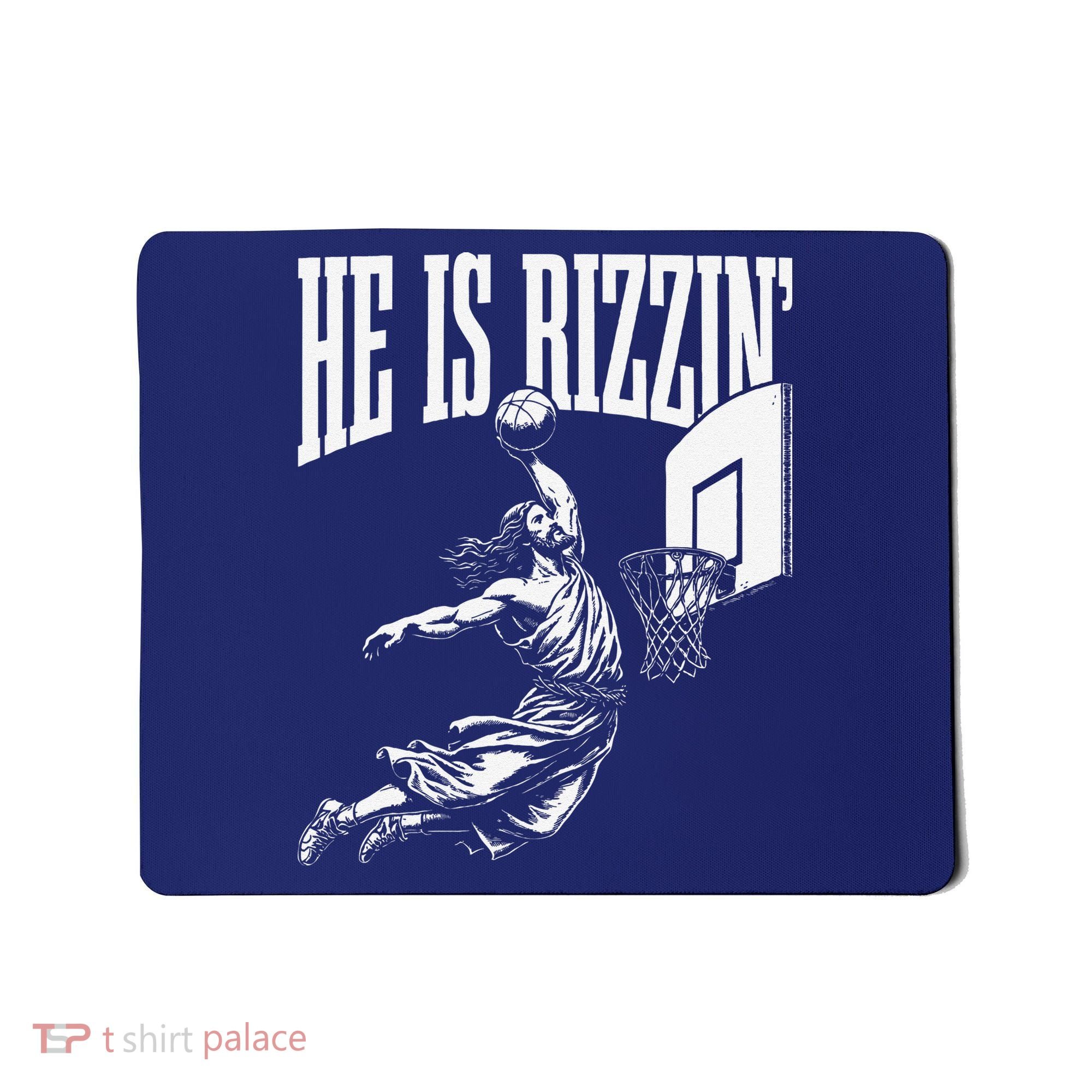 He Is Rizzin Funny Jesus Basketball Meme Mousepad