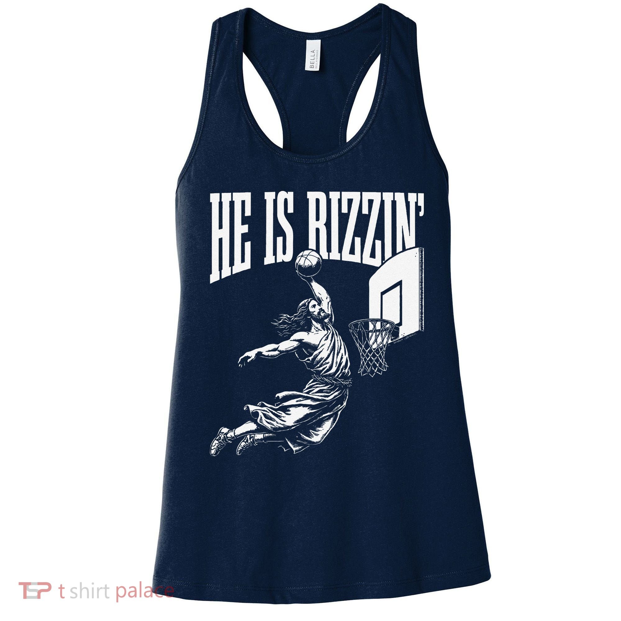 He Is Rizzin Funny Jesus Basketball Meme Women's Tank Top